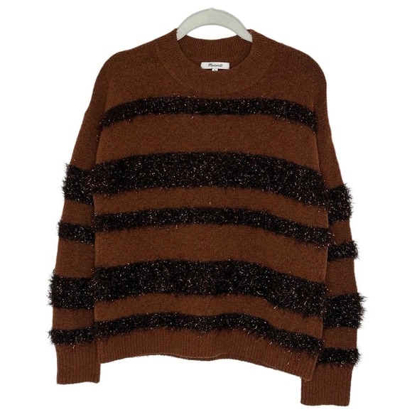 Madewell Sweaters - Madewell Womens Wool Brown Tinsel Stripe Sweater Size Small